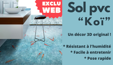 Nouveautés Sol pvc lino, décor 3D original ! Poissons japonais Koi